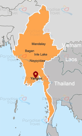 Indochina Map Myamnar Yangon 
