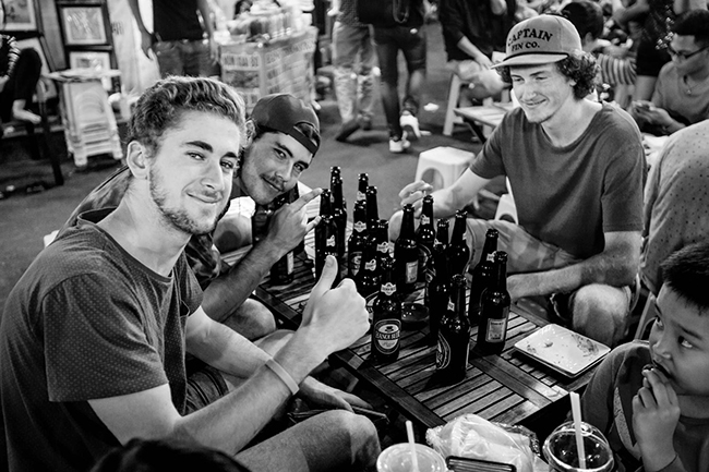 Travelers enjoying Hanoi beer in Ta Hien Beer Street, Hanoi